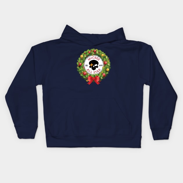 Christmas All Star Overwatch McCree Wreath Kids Hoodie by Rebus28